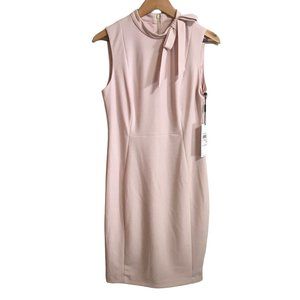 Calvin Klein Women's Sleeveless Seamed Sheath With Tie Neck Pink Size 10